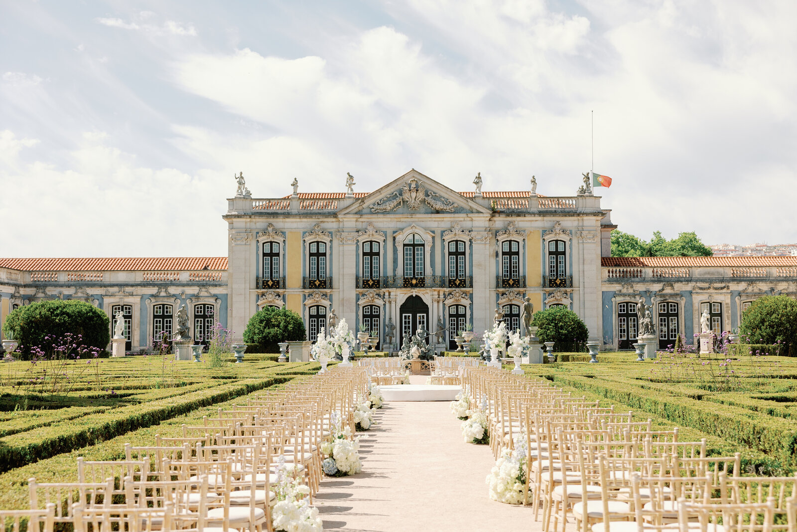 Palace facade viewed from the ceremony garden