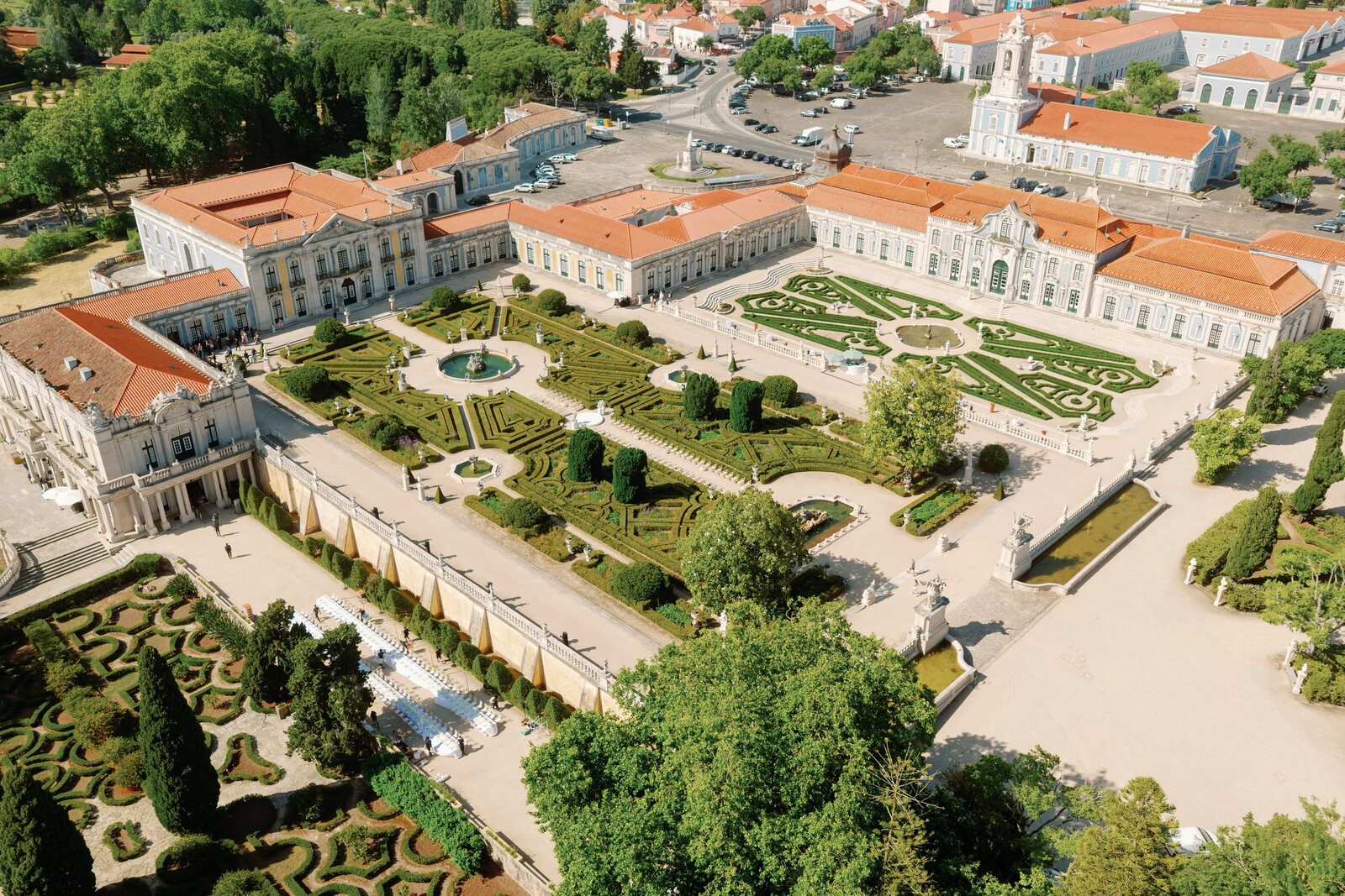 Aerial view of the palace grounds and gardens