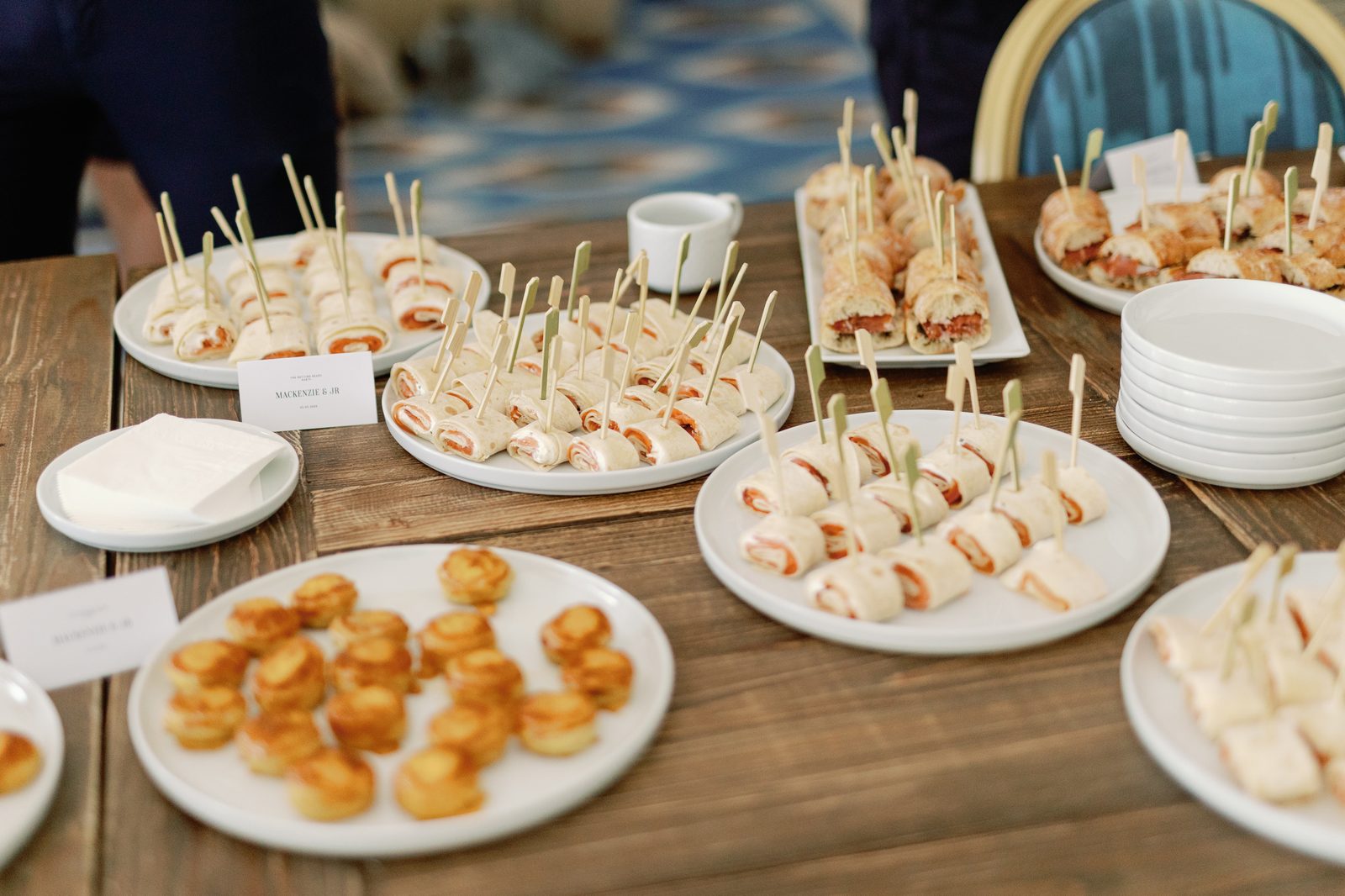 Spread of canapés served during getting-ready