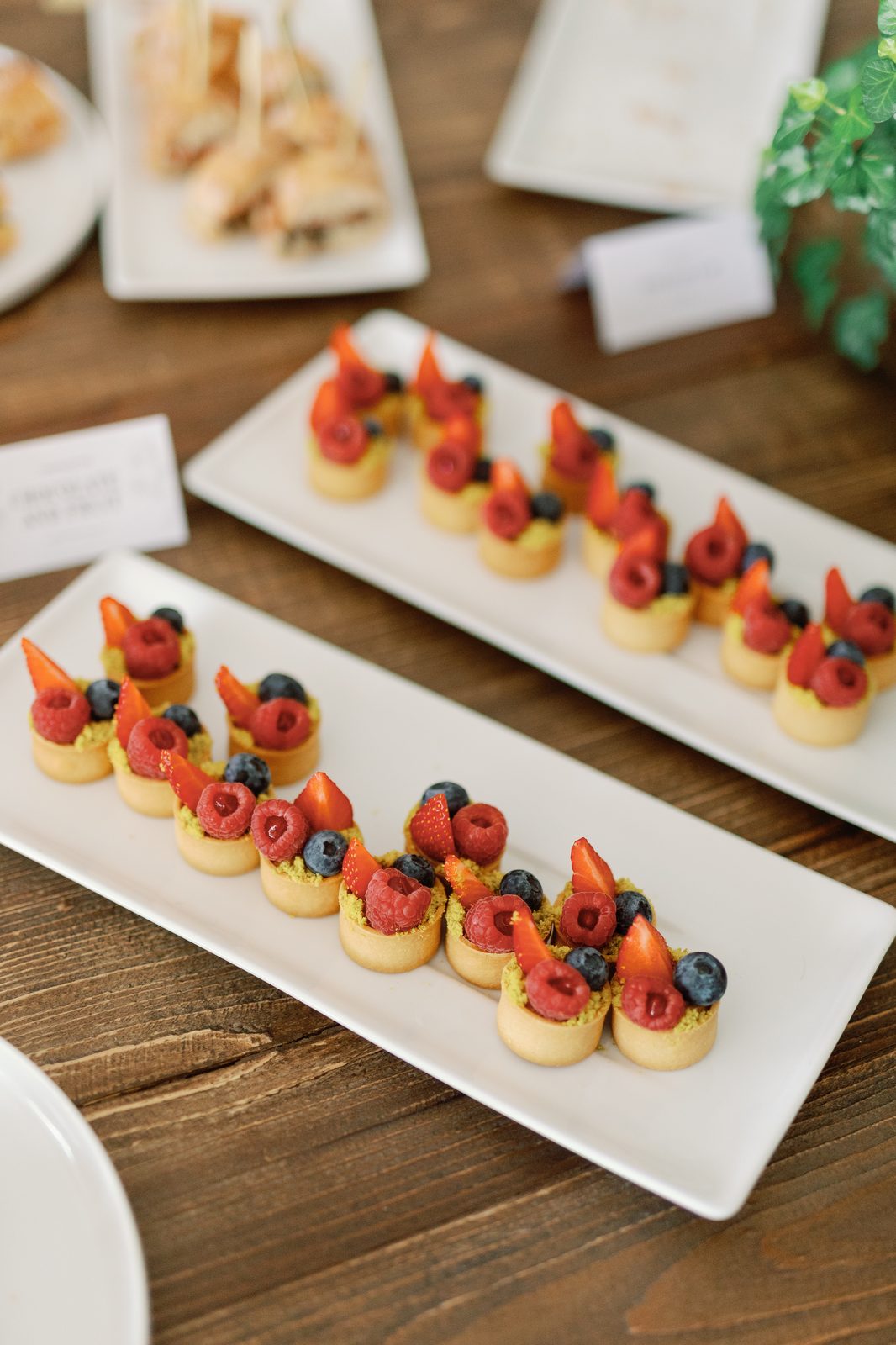 Fruit tarts plated for the getting-ready breakfast