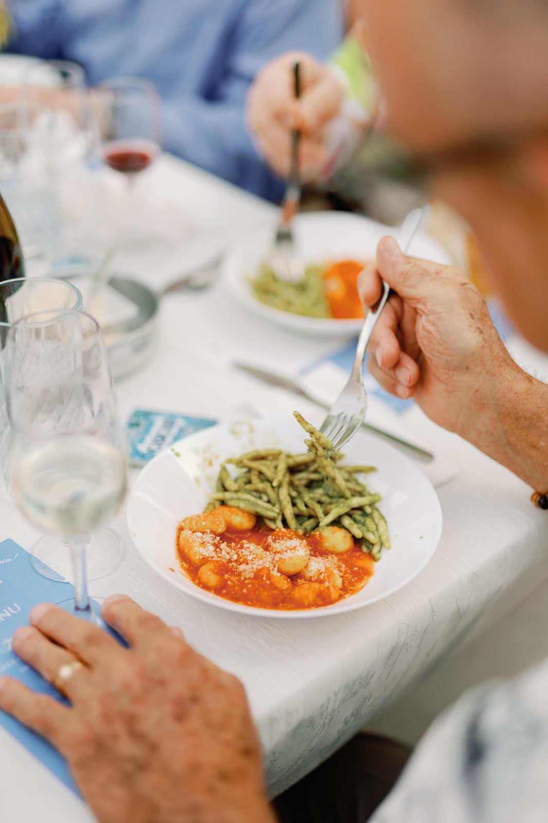 Guests enjoying the pasta course