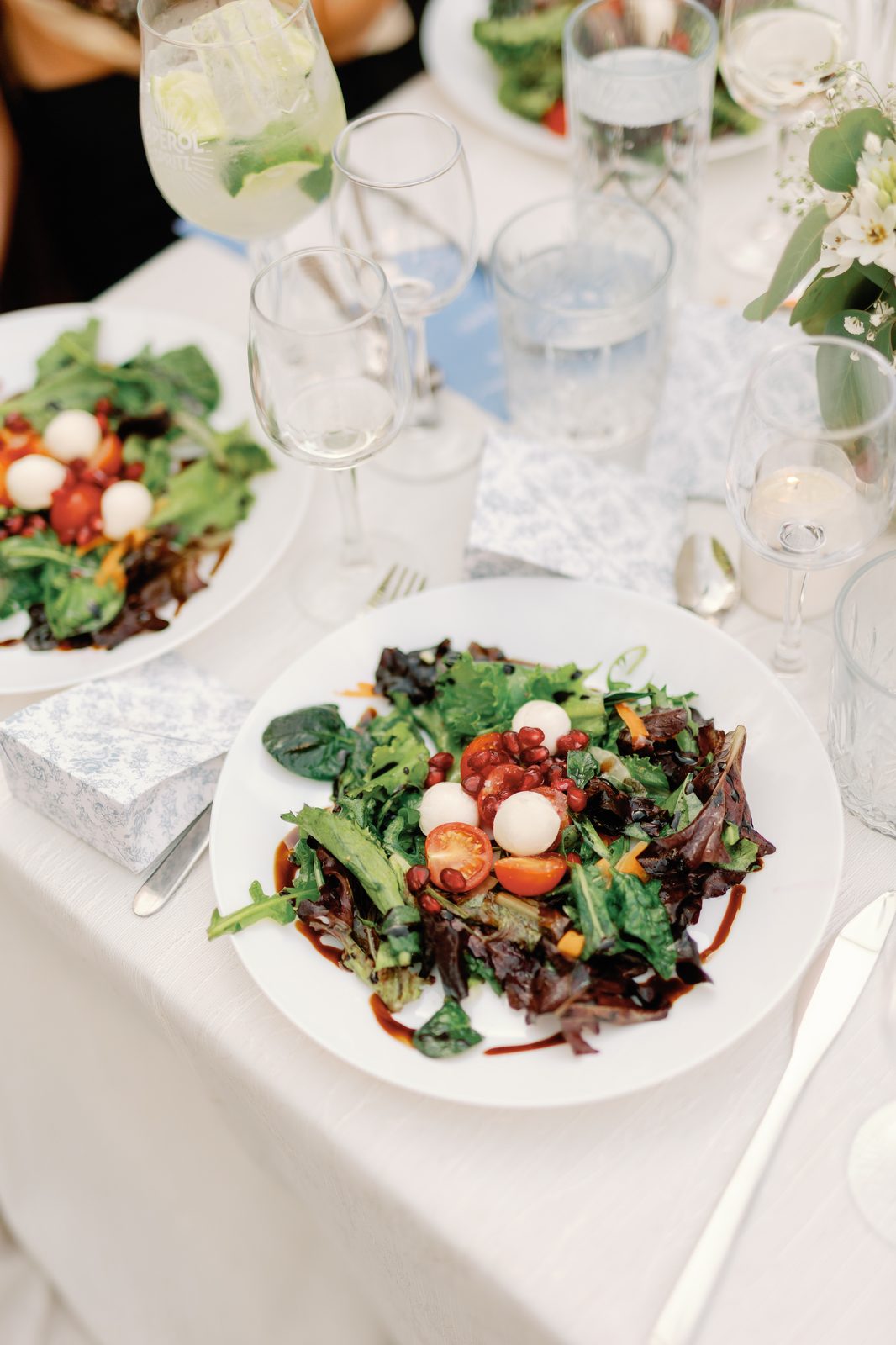 Plated salad course at the rehearsal dinner