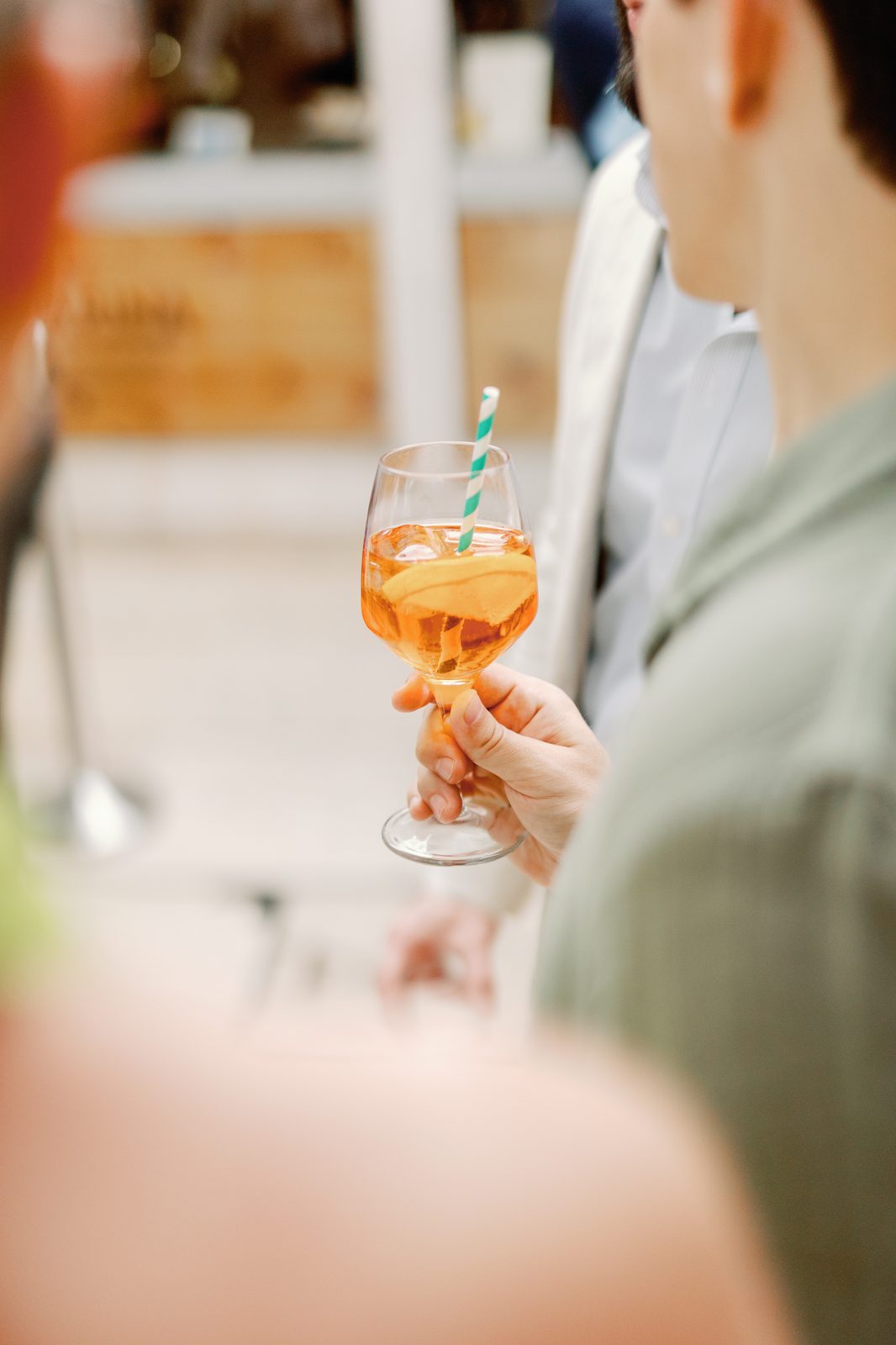 Close-up of an Aperol spritz cocktail